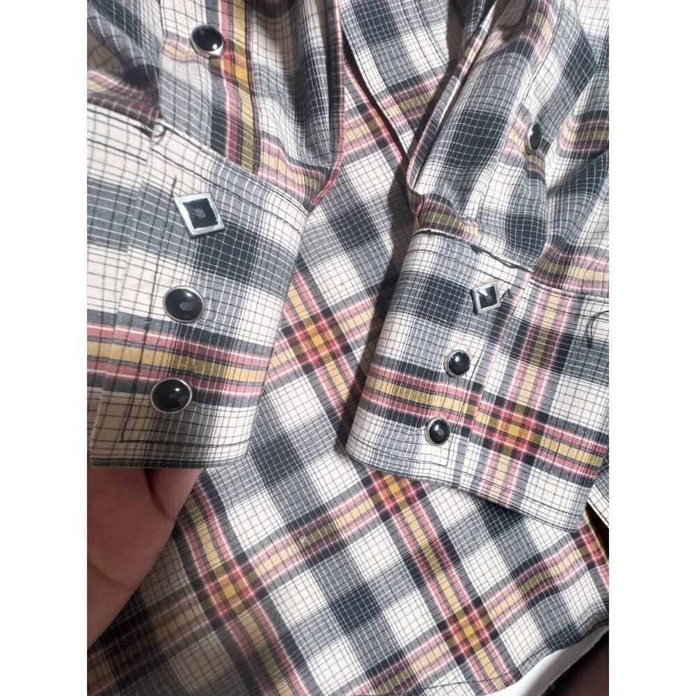 Vintage Wrangler Western Pearl Snap Shirt Plaid Cowboy Mens M - Picture 8 of 16